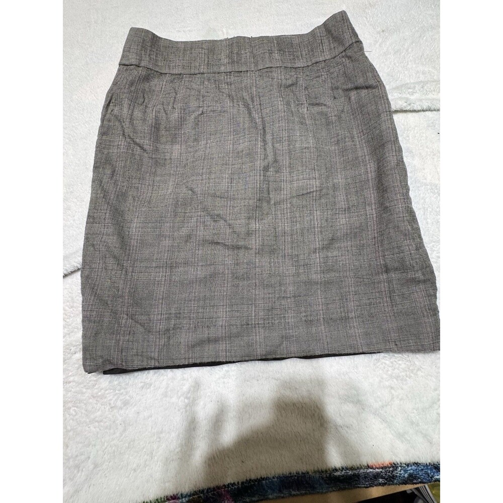 Banana Republic Washable 92% Wool Blend MIDI Mini Skirt Size 8 Gray Plaid Lined